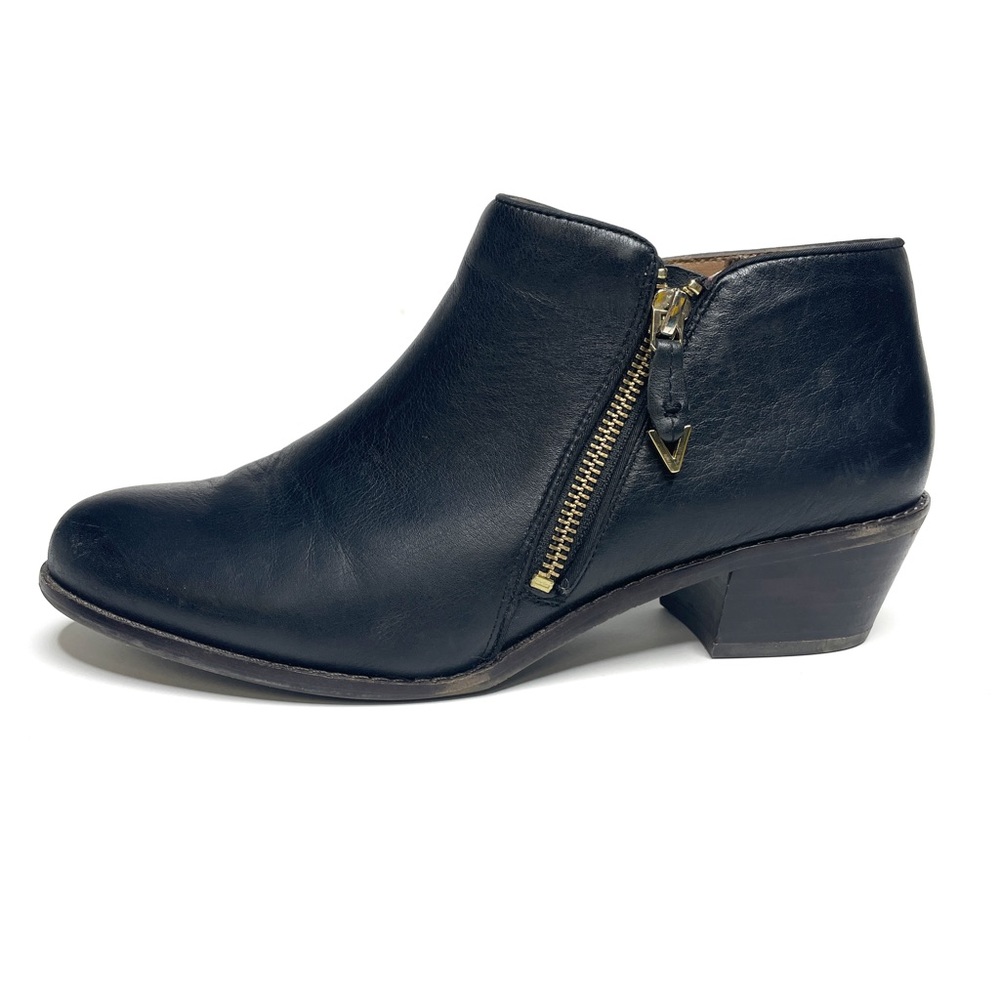Vionic Jolene Black Leather Ankle Booties Block Heel Zipper Boots Size 9 EUR 41